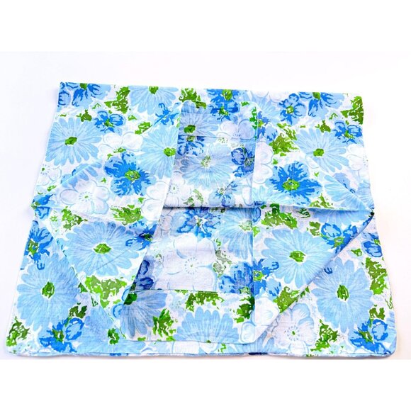 Vintage 70s single pillowcase, blue white green flower power, Sears Canada - Picture 4 of 9